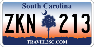 SC license plate ZKN213