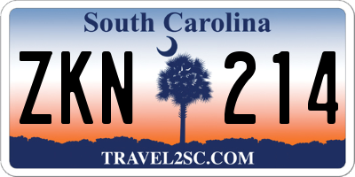 SC license plate ZKN214