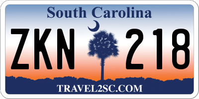 SC license plate ZKN218