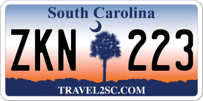 SC license plate ZKN223