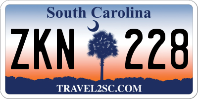 SC license plate ZKN228