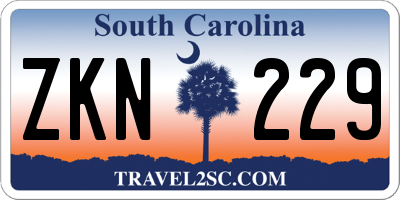 SC license plate ZKN229
