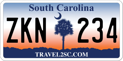SC license plate ZKN234