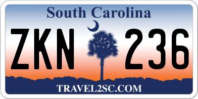 SC license plate ZKN236