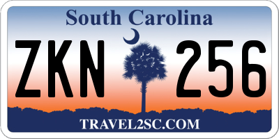 SC license plate ZKN256