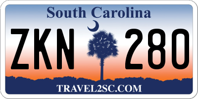 SC license plate ZKN280