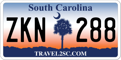 SC license plate ZKN288
