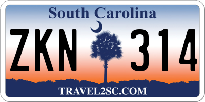 SC license plate ZKN314
