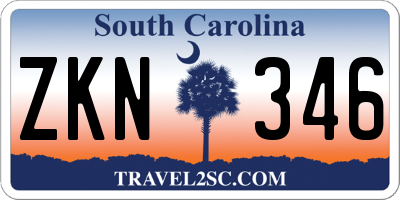 SC license plate ZKN346