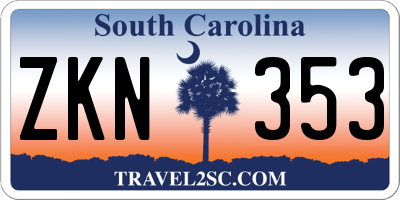 SC license plate ZKN353