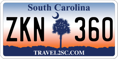 SC license plate ZKN360