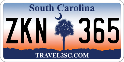 SC license plate ZKN365