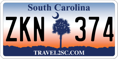 SC license plate ZKN374