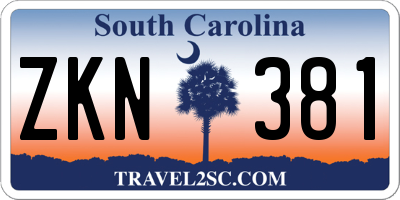 SC license plate ZKN381