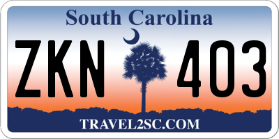 SC license plate ZKN403