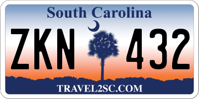 SC license plate ZKN432