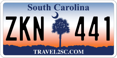 SC license plate ZKN441