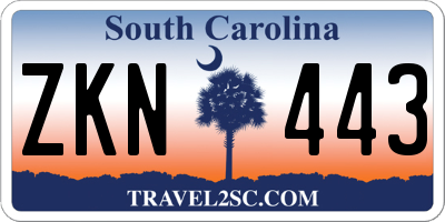 SC license plate ZKN443