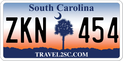 SC license plate ZKN454