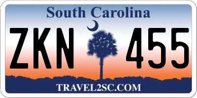 SC license plate ZKN455