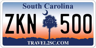 SC license plate ZKN500