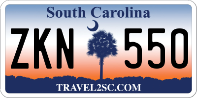 SC license plate ZKN550