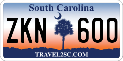 SC license plate ZKN600