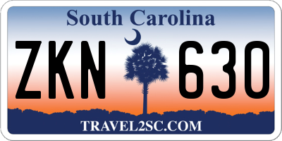 SC license plate ZKN630