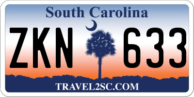 SC license plate ZKN633
