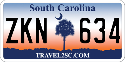 SC license plate ZKN634