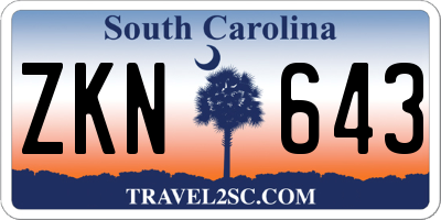 SC license plate ZKN643