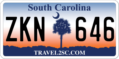 SC license plate ZKN646