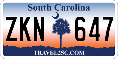 SC license plate ZKN647