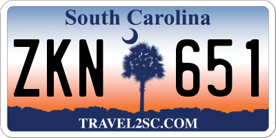 SC license plate ZKN651