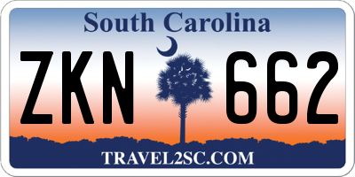 SC license plate ZKN662