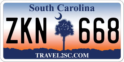 SC license plate ZKN668