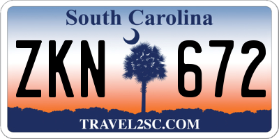 SC license plate ZKN672