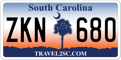 SC license plate ZKN680