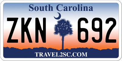 SC license plate ZKN692