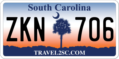 SC license plate ZKN706
