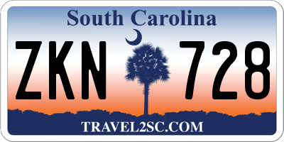 SC license plate ZKN728