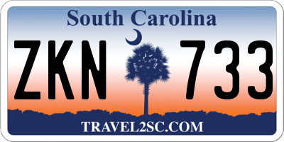 SC license plate ZKN733