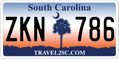 SC license plate ZKN786