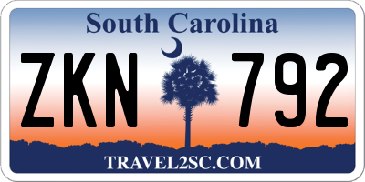 SC license plate ZKN792