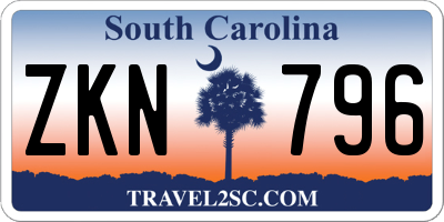 SC license plate ZKN796