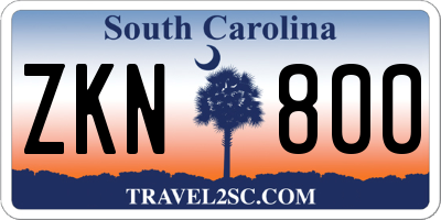 SC license plate ZKN800