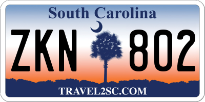 SC license plate ZKN802