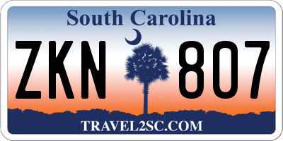 SC license plate ZKN807