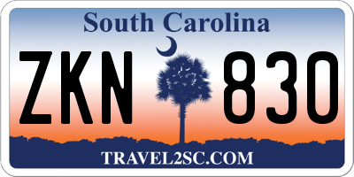 SC license plate ZKN830