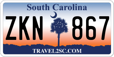 SC license plate ZKN867